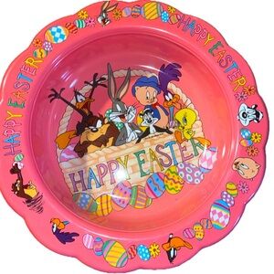 Looney Tunes Pink Easter Party Bowl 1996 vintage